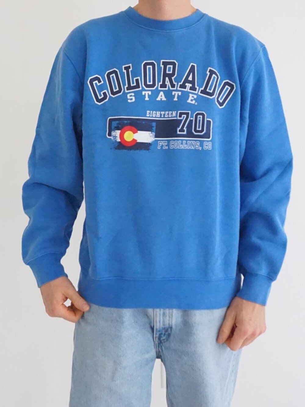 Vintage Jansport Blue Colorado State University Logo Graphic Sweatshirt Medium